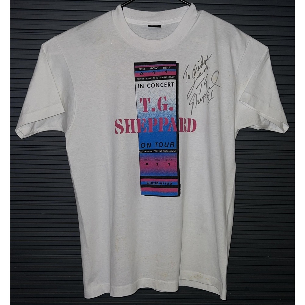 Vintage T.G. Sheppard High Wind Tour Shirt Mens XL Autographed Screen Stars